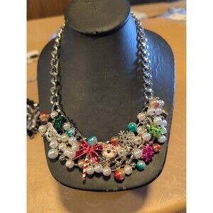 Betsey Johnson  Necklace Christmas Holiday charms bears candy snowflake NWT $148